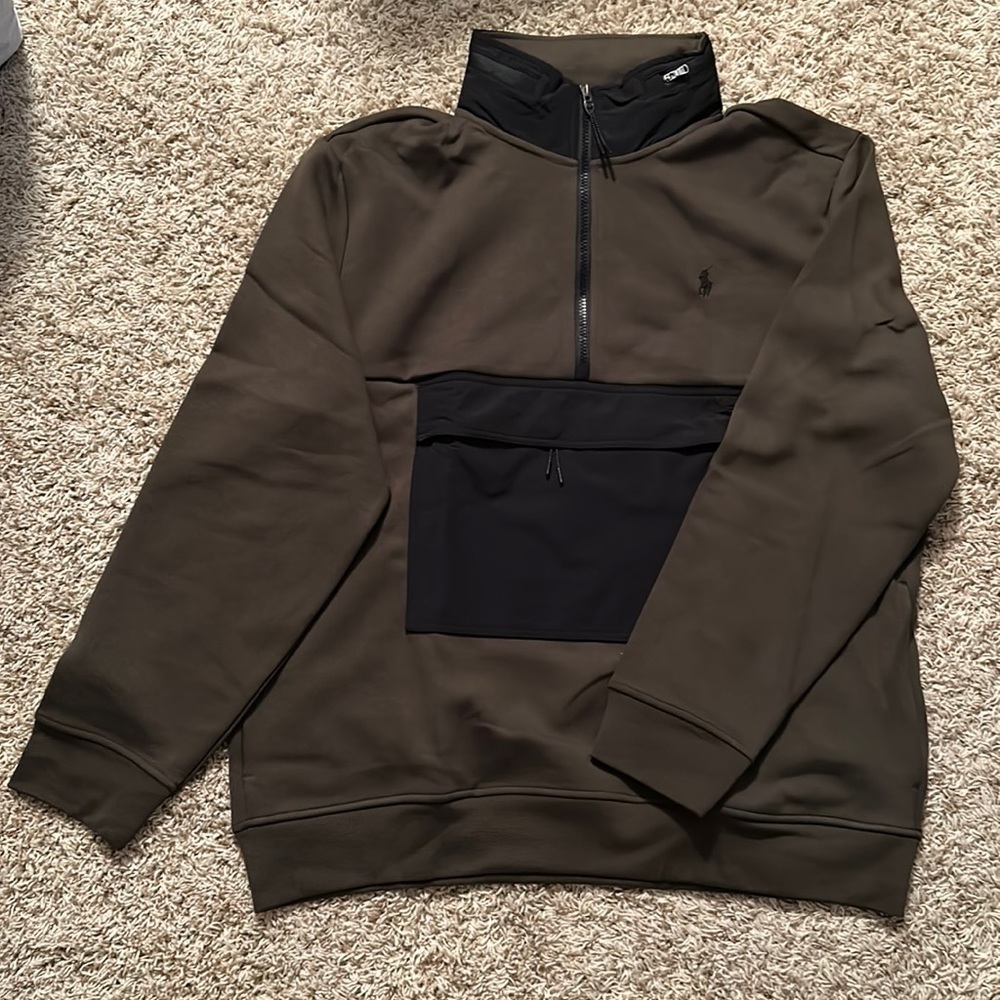 Polo Ralph Lauren- Olive Green/ Black Quarter Zip Pullover - Size L